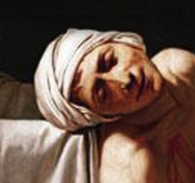 Dying man wearing a kerchief.