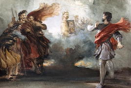 Three witches making prophecies to Macbeth
