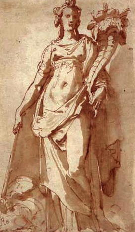 allegorical figure of abundance, the daughter of peace