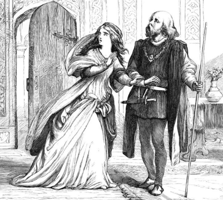Ophelia saying 'O, my lord, my lord, I have been so affrighted!'