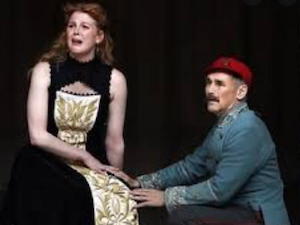 Desdemona, weeping, and Iago