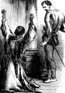 Othello kneeling, Iago observing him