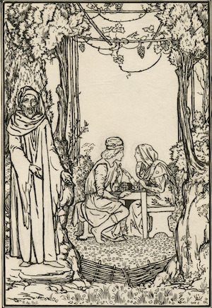 Prospero reveals Ferdinand and Miranda playing chess.